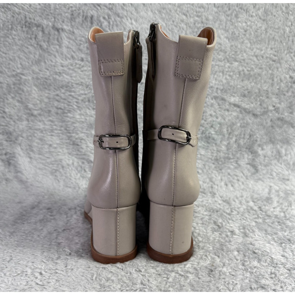 Franco Sarto Etta Pointed Toe Wedge Boot Tan Leather Ankle Booties Womens 6.5 - Picture 4 of 14